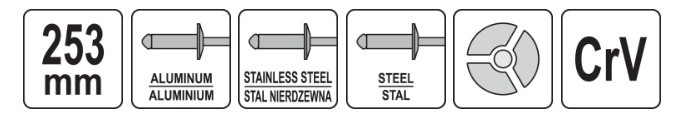 Kniediklis 253Mm 2,4–4,8Mm YT-36011 YATO