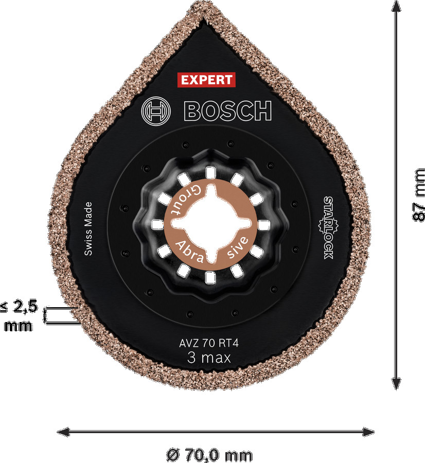 Starlock AVZ70RT4 1 gab., Svārstību daudzfunkcionālajiem darbarīkiem EXPERT AVZ 70 RT4 3 max FRĒZĒŠANAS PLĀKSNE, 2608900041, BOSCH