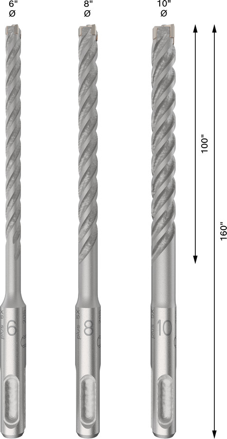 3 SDS plus-5X komplekts 6/8/10 mm, Perforatora urbjiem, smalcinātājiem PRO SDS PLUS-5X PERFORATORU TRIECIENURBJU KOMPLEKTS, 2608833912, BOSCH