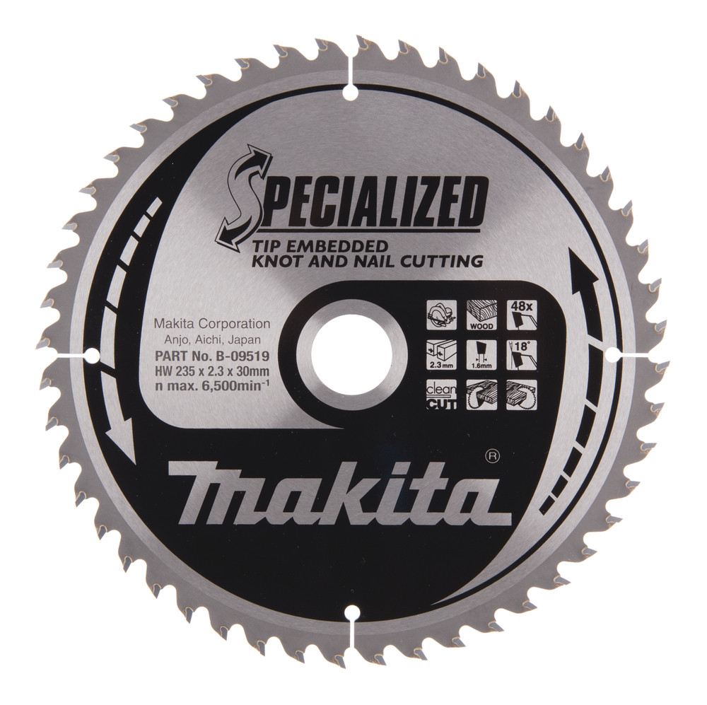 T.C.T. Zāģripa SPECIALIZED 235X2.3X30mm 18° T48, B-09519 MAKITA