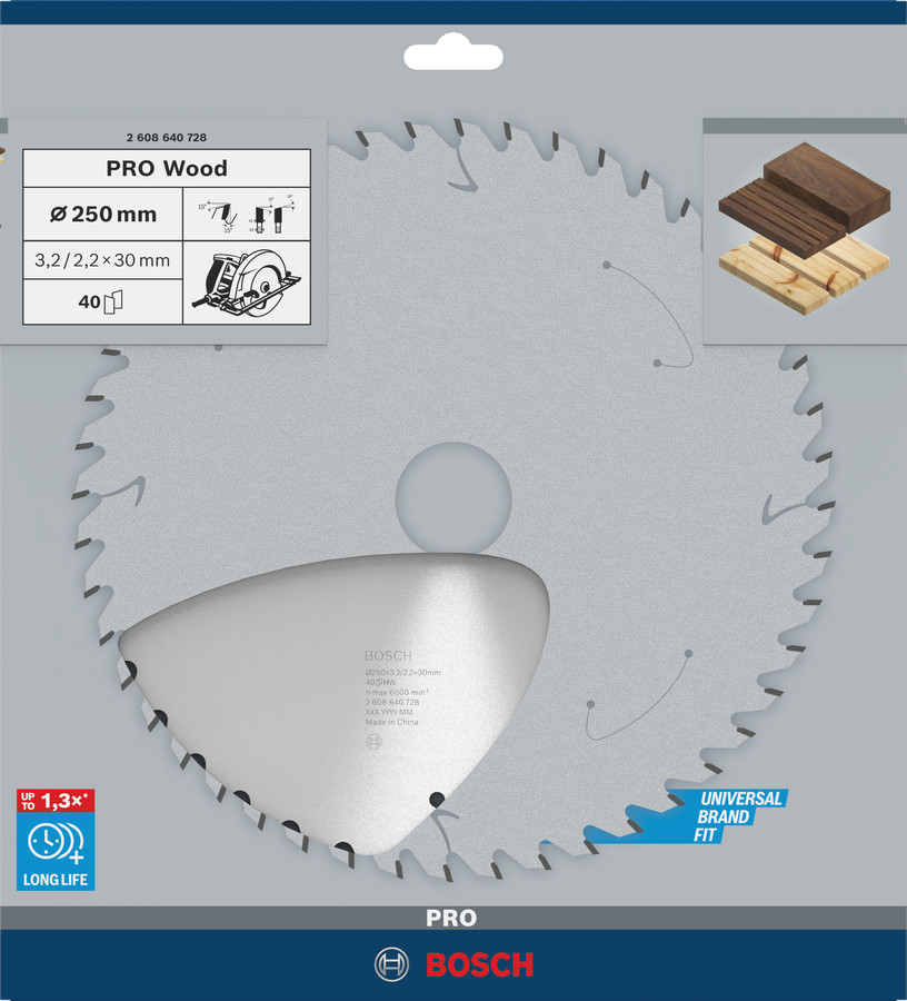 Ripzāģa disks 250x30mm Optiline Wood, Rokas ripzāģiem PRO WOOD RIPZĀĢA ASMENS, 2608640728, BOSCH