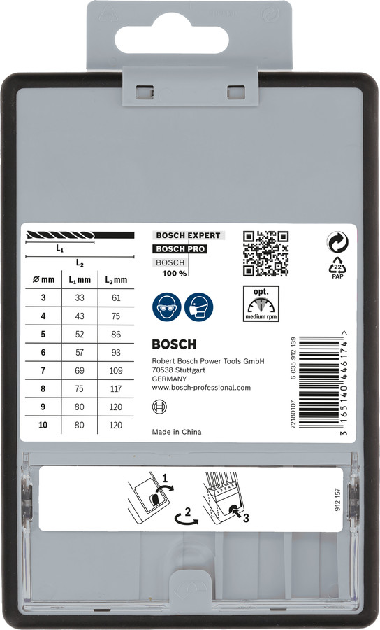 8 urbju komplekts kokam Robust Line 3/-/10mm, Urbjmašīnām/skrūvgriežiem PRO WOOD SPIRĀLURBJU KOMPLEKTS, 2607010533, BOSCH