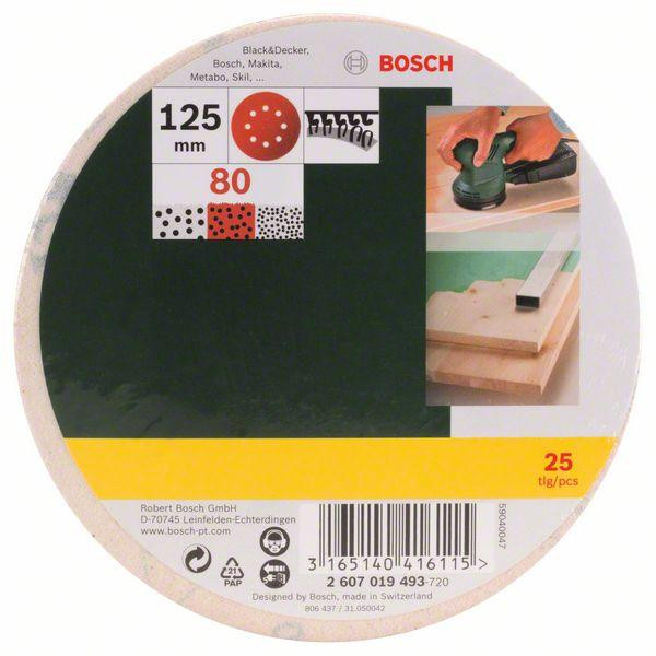 SANDING SHEET SET FOR RANDOM ORBIT SANDERS (25 PCS.), 2607019493 BOSCH