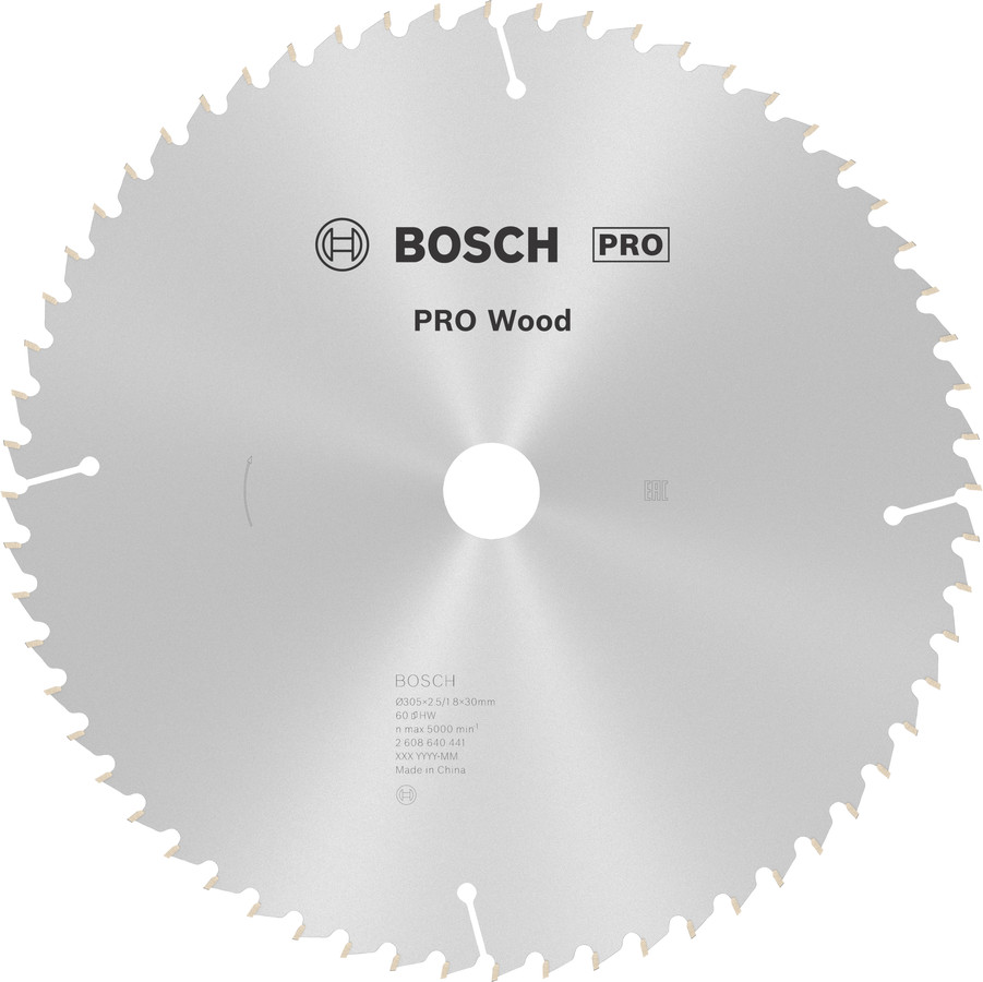 Stacionārā ripzāģa disks 305x30x60 kokam, Paneļzāģiem PRO WOOD RIPZĀĢA ASMENS, 2608640441, BOSCH