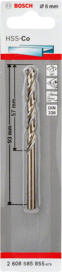 HSS-Co urbis metālam 6,0mm, 1 gab., Urbjmašīnām/skrūvgriežiem KOBALTA HSS SPIRĀLVEIDA URBIS, 2608585855, BOSCH