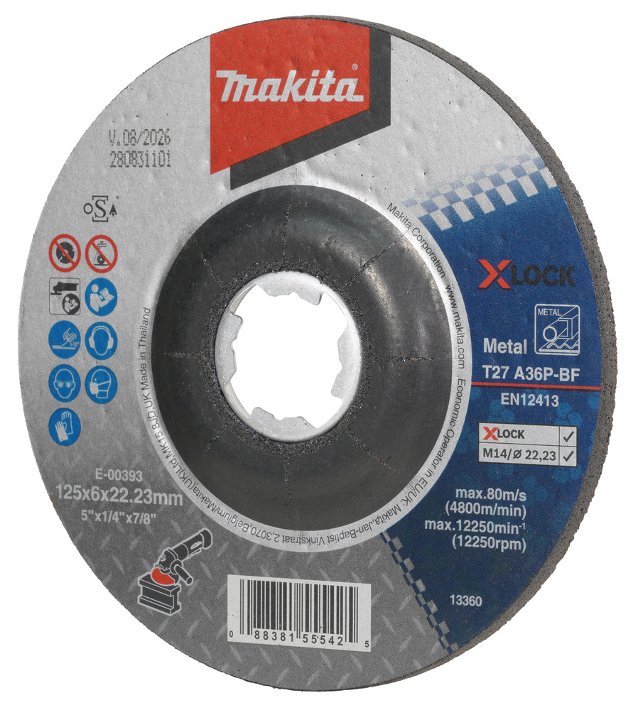 Slīpripa 125X6MM, X-LOCK (A36P), Metāls, E-00393 MAKITA