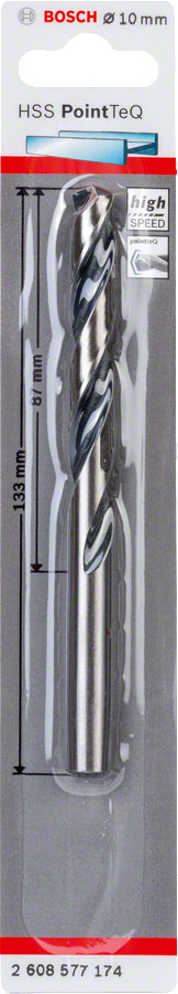 Urbis metālam PointTeQ 10 x 87 x 133 mm , 1 gab., Urbjmašīnām/skrūvgriežiem POINTTEQ HSS SPIRĀLVEIDA URBIS, 2608577174, BOSCH