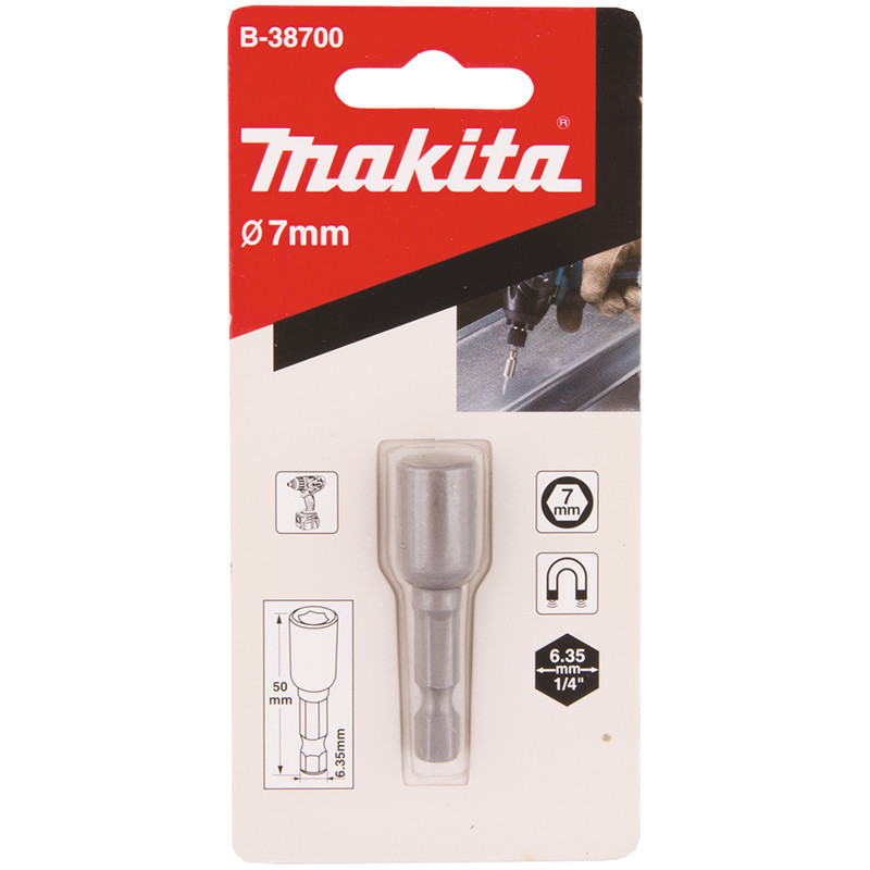 Uzgriežņu muciņu uzgalis magnētisks 1/4" 7x50mm B-38700 MAKITA