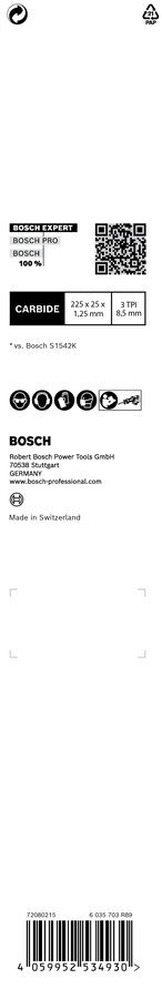 1 Zobenzāģa asmens S1142KHM Thick Tough Wood, Zobenzāģiem EXPERT TOUGH WOOD S1142KHM ASMENS, 2608900403, BOSCH