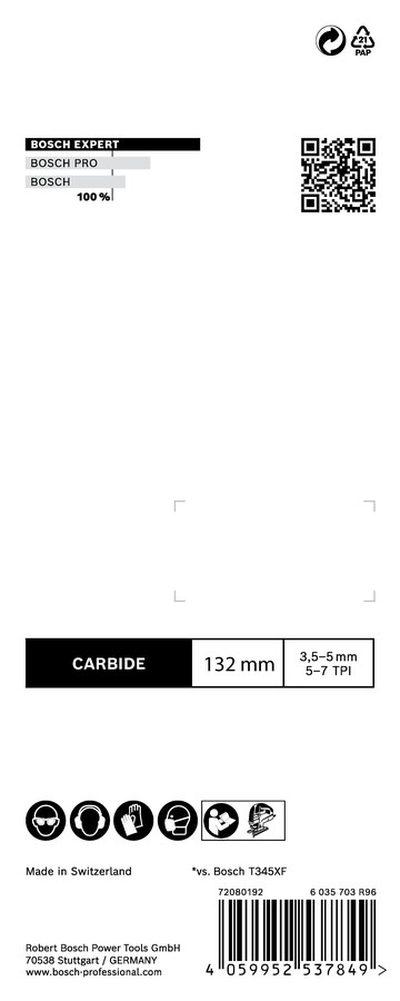 3  figūrzāģa asmeņi T367XHM Multimaterial, Figūrzāģiem EXPERT MULTI MATERIAL THICK AND THIN T367XHM FIGŪRZĀĢA ASMENS, 2608900560, BOSCH