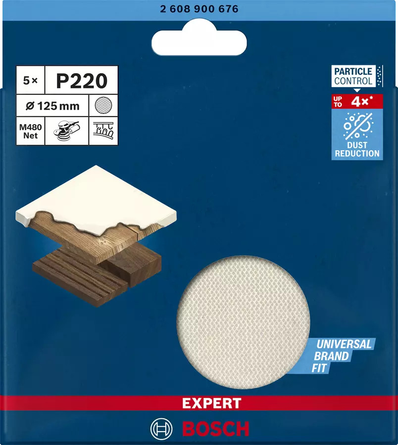 Abrazīvais sieta disks EXPERT M480 125mm G220 (5gab.) 2608900676 BOSCH