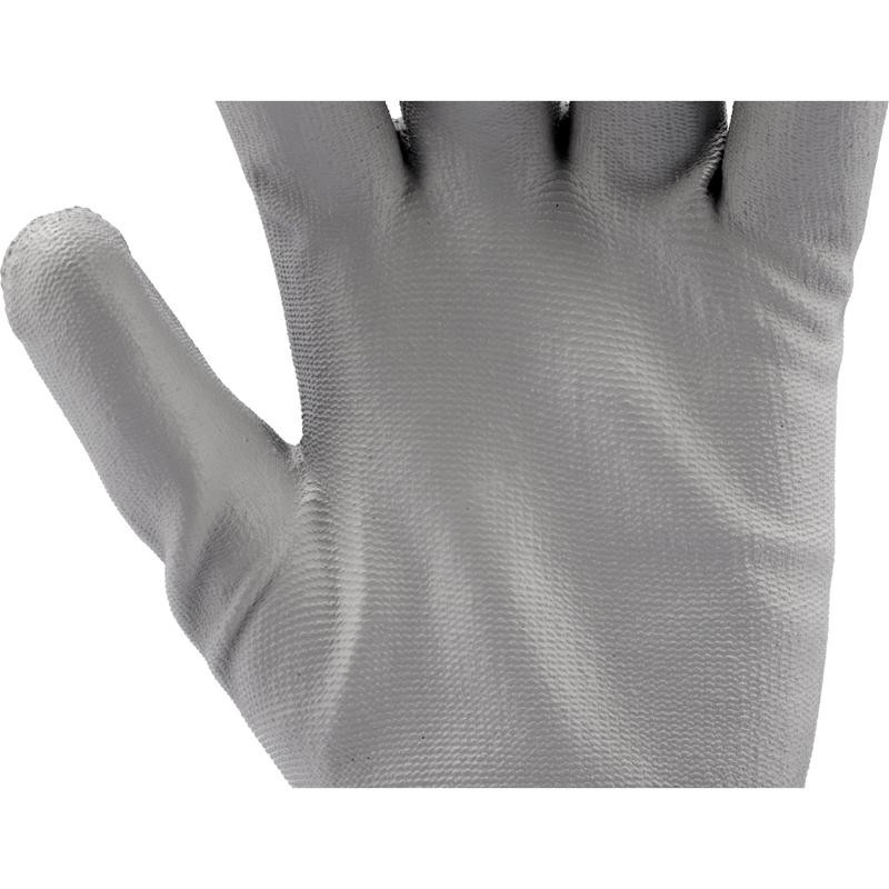 Working Gloves Polyester/Pu Grey S. 10 YT-7472 YATO