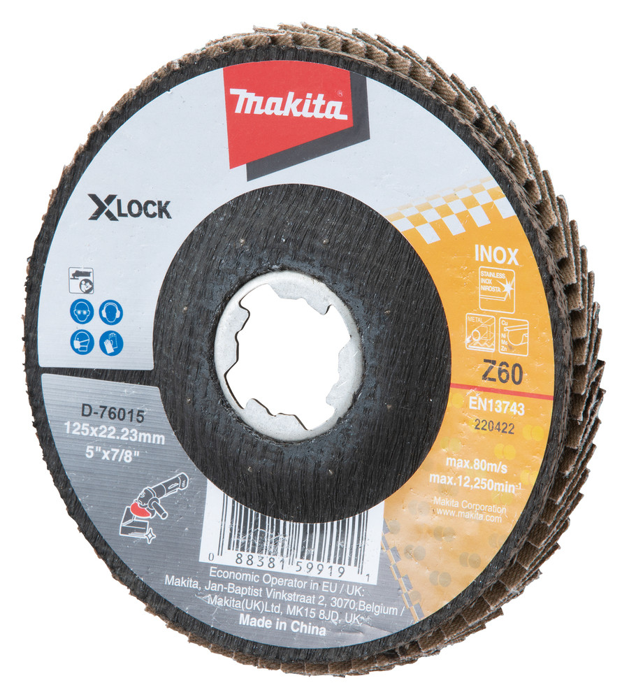 Lameļu slīpdisks X-Lock, 125 mm, Z60, D-76015 MAKITA