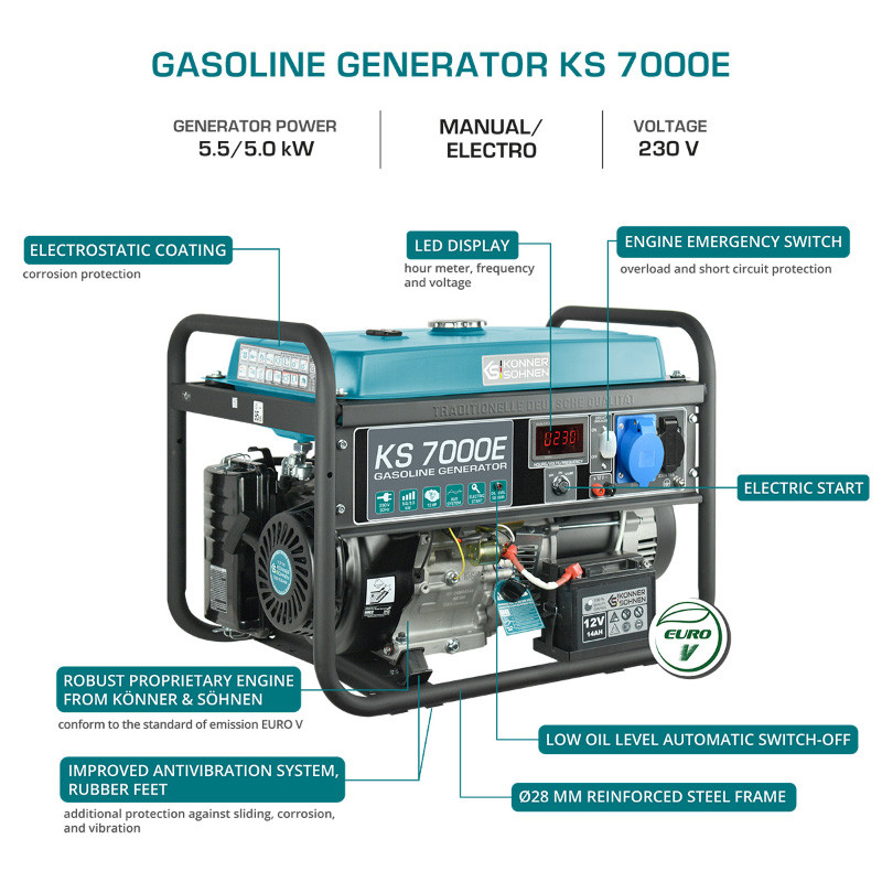 Benzininis generatorius KS 7000E KONNER & SOHNEN