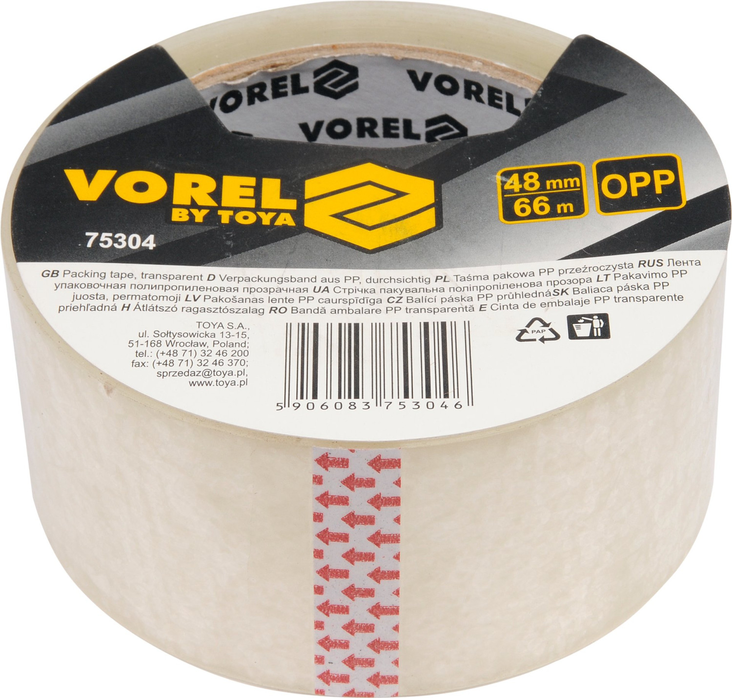 PACKING TAPE TRANSPARENT 48MMx66M 75304 VOREL