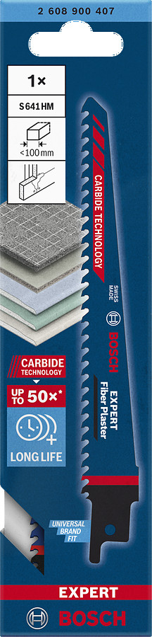 1 Zobenzāģa asmens S641HM Fiber Plasterboard, Zobenzāģiem EXPERT FIBER PLASTER S641HM ASMENS, 2608900407, BOSCH