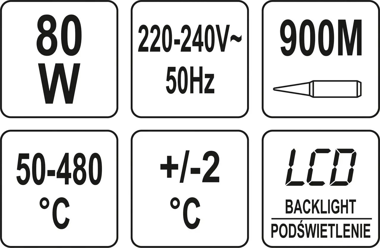 Электропаяльник стержневой 80Вт, 50-480 °C  YT-82701 YATO