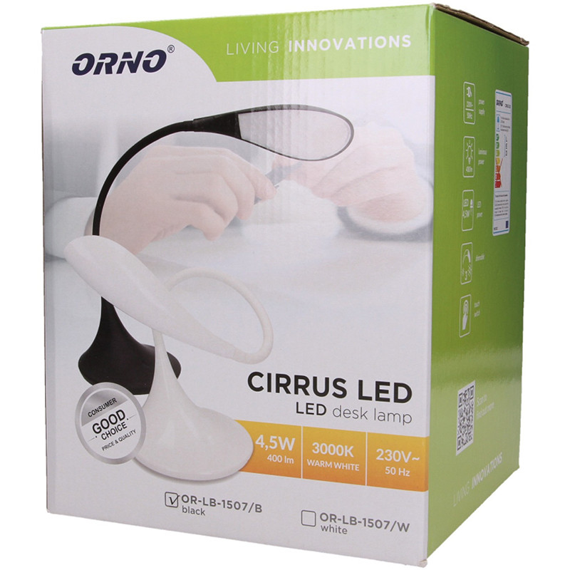 Настольная лампа CIRRUS LED, 4,5Вт, белая, 15SMD; OR-LB-1507/W ОРНО