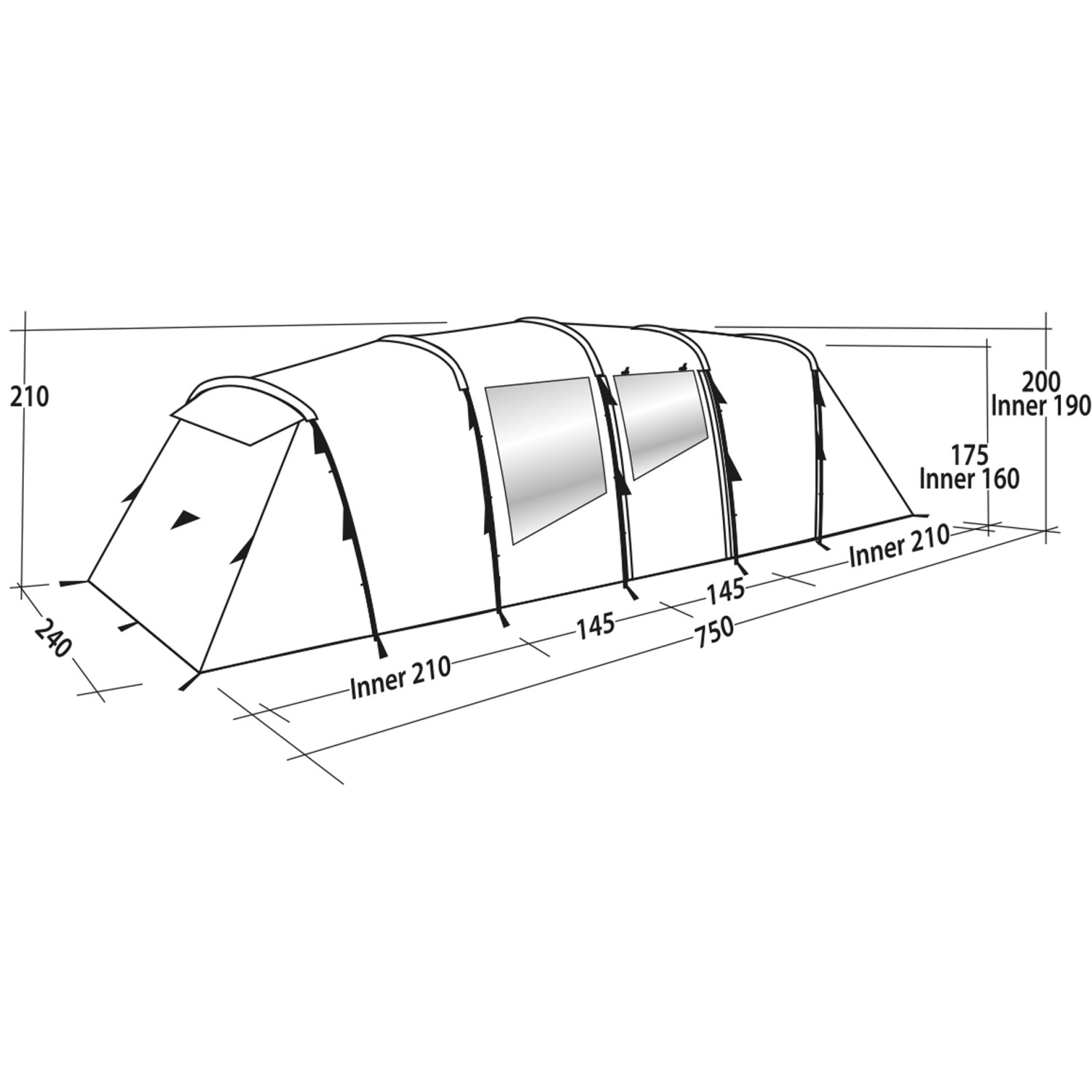 Telts EasyCamp 'Huntsville Twin 800', 8 vietas, atsevišķas guļamistabas, R152182, EASY CAMP