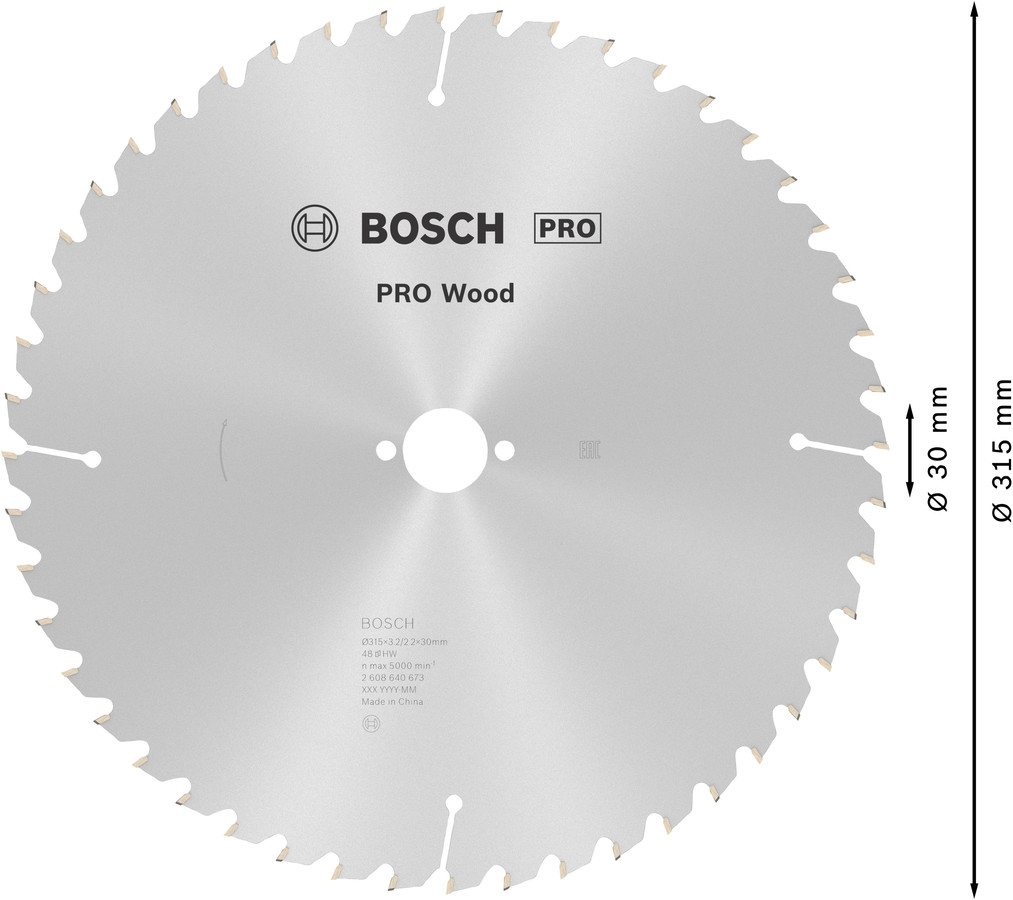 Ripzāģa disks 315x30 mm, Galda zāģiem PRO WOOD RIPZĀĢA ASMENS, 2608640673, BOSCH