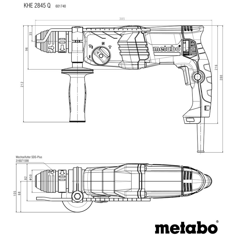 Perforators  880W KHE 2845 Q 3J; 601740500 METABO