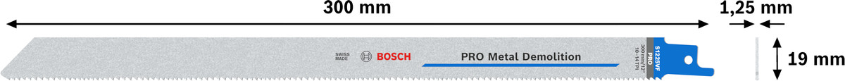 5 zobenzāģa asmeņi S 1225 VF, Zobenzāģiem PRO METAL DEMOLITION S1225VF ASMENS, 2608657409, BOSCH