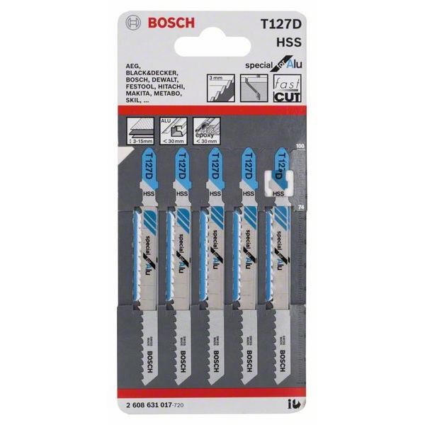 3 figūrzāģa asmeņi T 127 D Special for Alu, JIGSAW BLADE T 127 D "SPECIAL FOR ALU", 2608631508 BOSCH