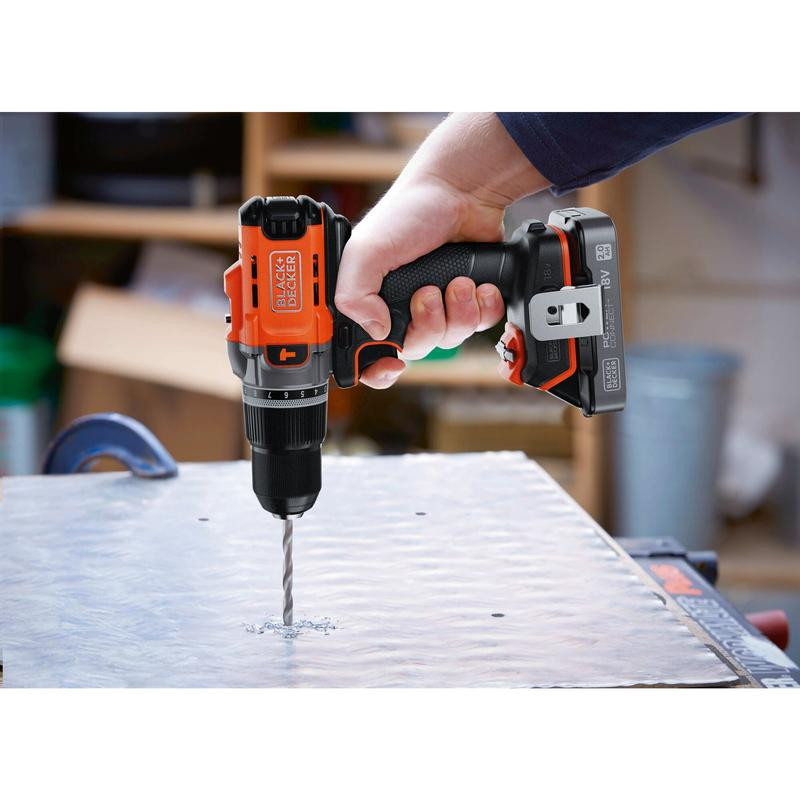 18V Hammer Drill with 2 X 2.0Ah SOC Battery, 1A charger in Kitbox BCD383D2XK-QW BLACK DECKER