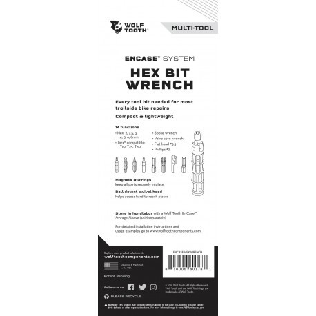 Atslēgu komplekts EnCase System Hex Bit Wrench, 0810006801781 WOLF TOOTH