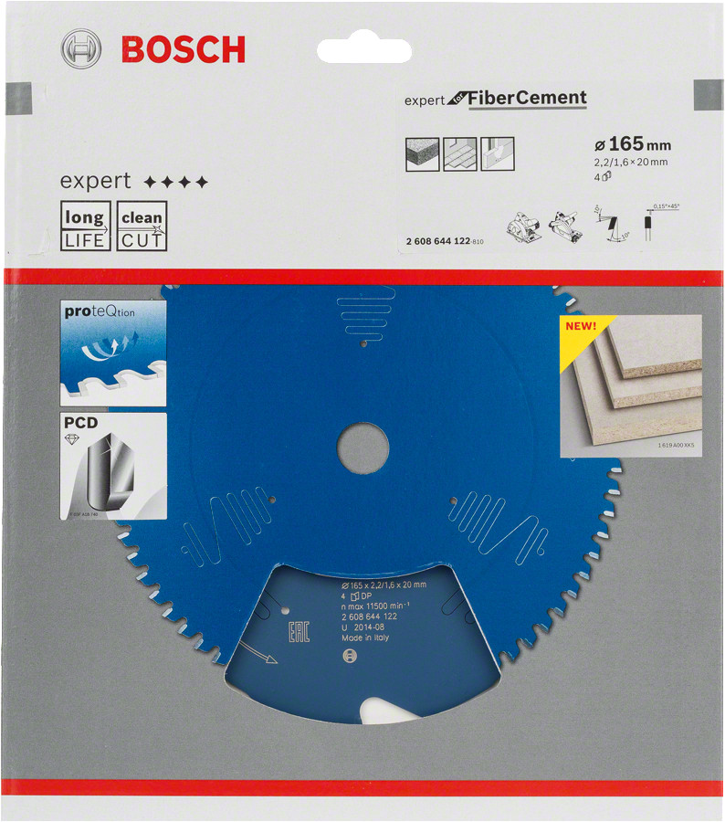 Ripzāģa disks FiberCement 165x20x2.2/1.6x Z4, Rokas ripzāģiem RIPZĀĢA ASMENS EXPERT FOR FIBRE CEMENT, 2608644122, BOSCH