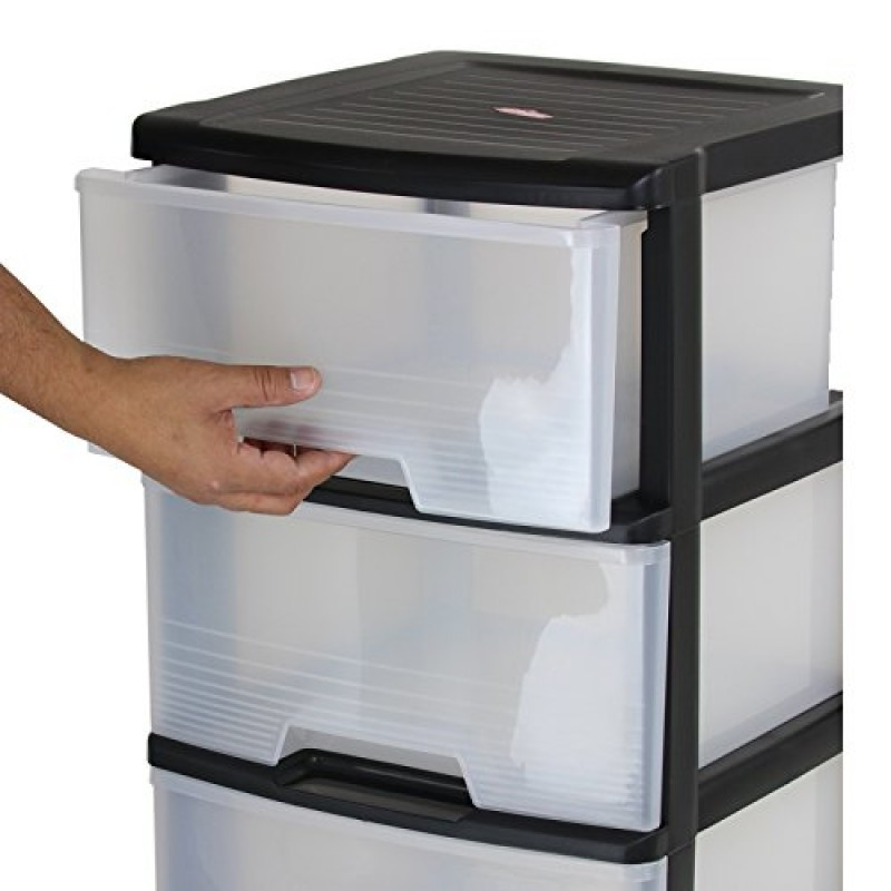 Atvilkltņu sistēma ar 4 atvilktnēm 20L Drawer System 37x39x80,5cm melna/caurspīdīga 0806771146 CURVER