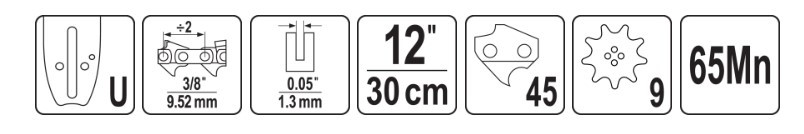 Guide Bar 3/8" 12" 45 0.05" U YT-849381 YATO