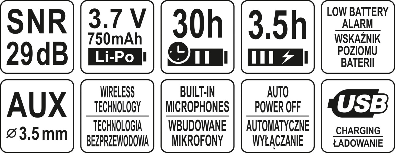 Triukšmą mažinančios ausinės su išmania klausos apsauga 29dB YT-74626 YATO