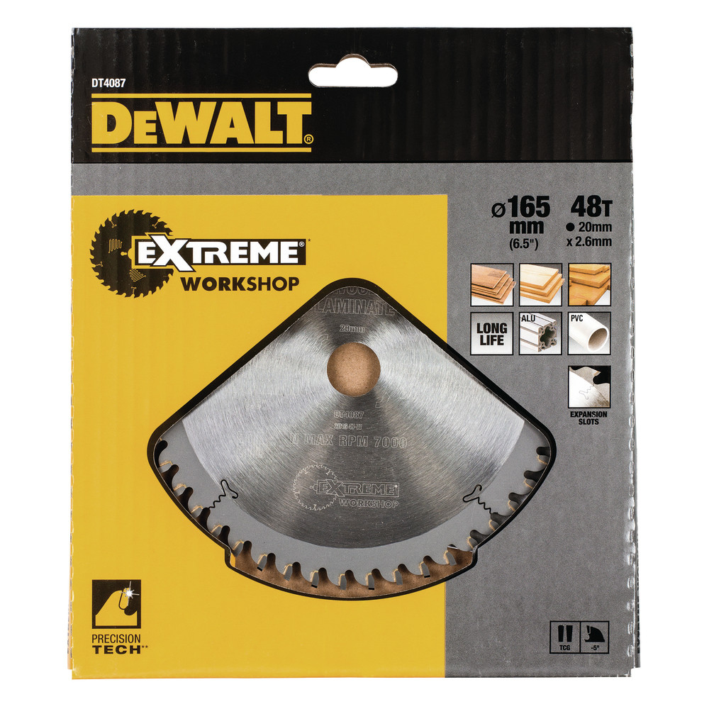 Pjūklo diskas EXTREME 165x20mm 48T DT4087-QZ DEWALT