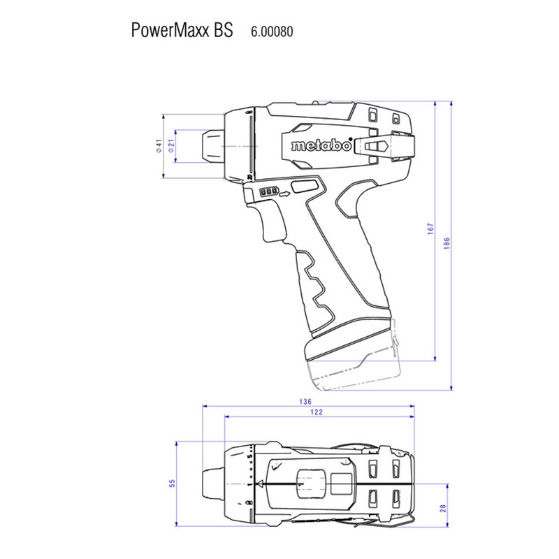 Akutrell Powermaxx BS Basic 2x2.0Ah 600984000 & MET Metabo