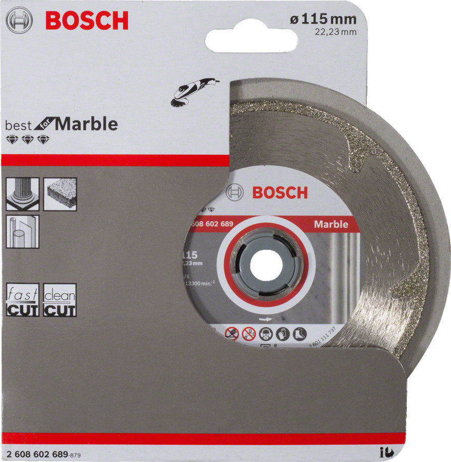 Dimanta grieš. disks *** Marmoram 115mm;22,23mm, Mazām leņķa slīpmašīnām PRO MARBLE DIMANTA GRIEZĒJDISKS, 2608602689, BOSCH