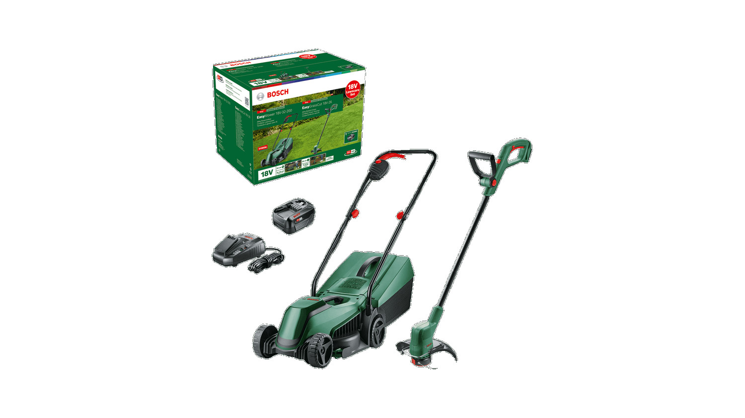 Akumulatora zāliena pļāvējs 18 V Lawncare komplekts, 06008B9D02 BOSCH