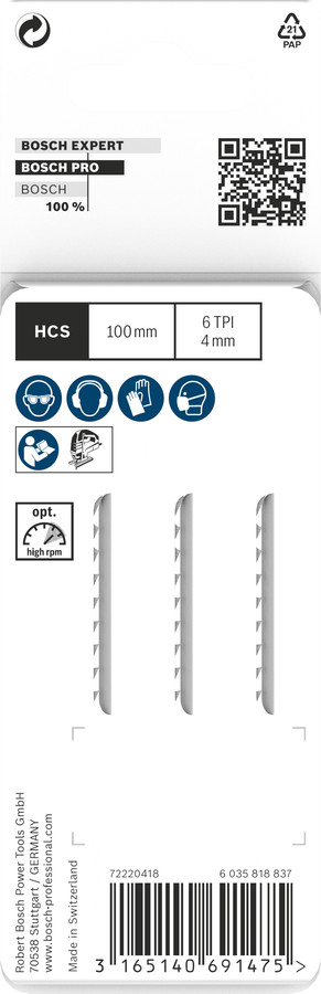 5 figūrzāģa asmeņi T 102 D, Clean for PP, Figūrzāģiem PRO PLASTICS PP CLEAN T102D FIGŪRZĀĢA ASMENS, 2608667444, BOSCH