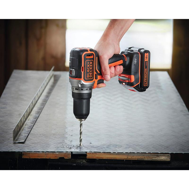 18V Brushless Drill Driver, 2 Batteries, 1Amp Charger, Kitbox BL186K1B2-QW BLACK DECKER