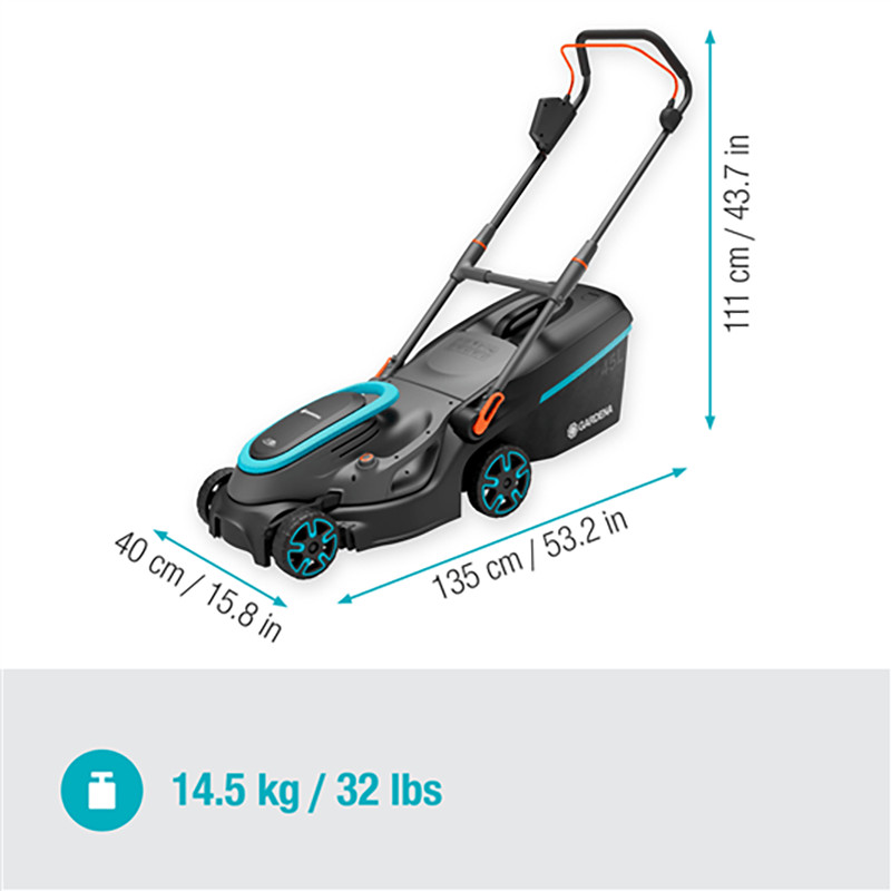 Аккумуляторная газонокосилка PowerMax 37/36V P4A Solo, 36В (2x18В), 14638-55 GARDENA