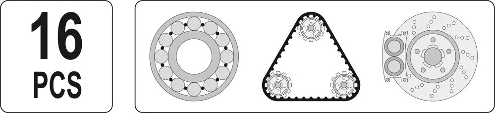 Набор съемников с обратным молотком 16пр YT-25391 YATO