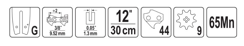 Шина для бензопил 3/8" 12" 44 0.05" G YT-849299 YATO