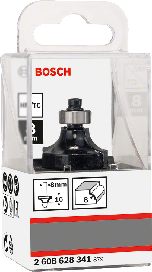 Noapaļošanas frēze HM R=8 mm, divpusējā, Rokas frēzēm, malu frēzēm NOAPAĻOŠANAS FRĒZE STANDARD FOR WOOD, 2608628341, BOSCH