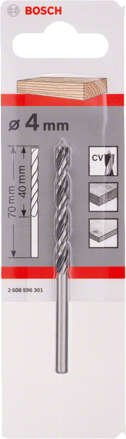 Urbis kokam 4,0x70 mm, 1 gab., Urbjmašīnām/skrūvgriežiem SPIRĀLURBIS, 2608596301, BOSCH