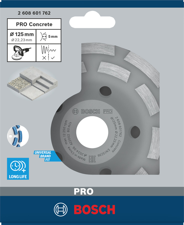 Dimanta kausveida disks 125 x 22.23 mm Concrete, Betona slīpmašīnām PRO CONCRETE KAUSVEIDA DISKS, 2608601762, BOSCH