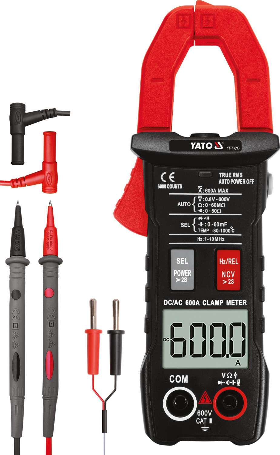 Clamp Multimeter True Rms Ac/Dc 600A YT-73093 YATO