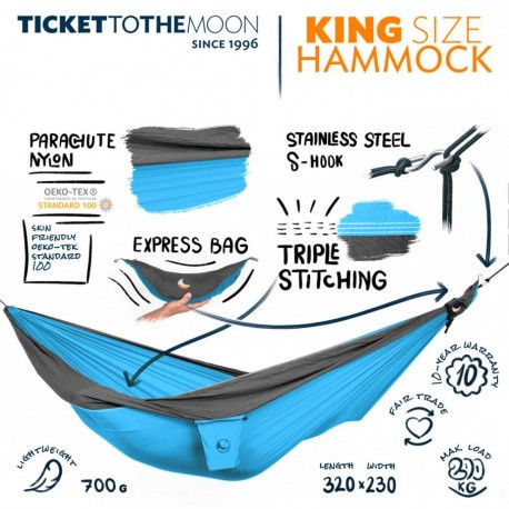 Šūpuļtīkls King Size Hammock, Aqua/Pink, 0727670926484 TICKET TO THE MOON