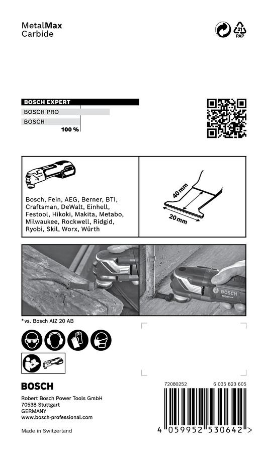 Starlock AIZ20AIT 5 gab., Svārstību daudzfunkcionālajiem darbarīkiem EXPERT AIZ 20 AIT METALMAX GREMDZĀĢĒŠANAS ASMENS, 2608900013, BOSCH