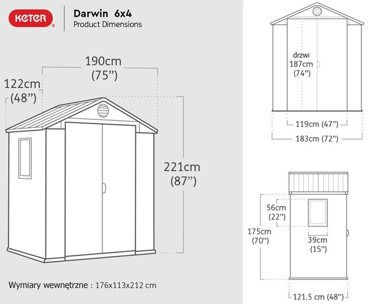 Dārza šķūnis Darwin 6x4 brūns, 29210351, KETER