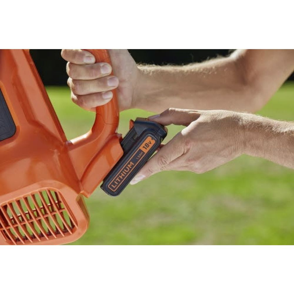 BLACK + DECKER akumuliatorinis lapų nuputėjas BCBL200L QW, 18 voltų, lapų pūstuvas (oranžinė / juoda, 2,0 Ah ličio jonų baterija)